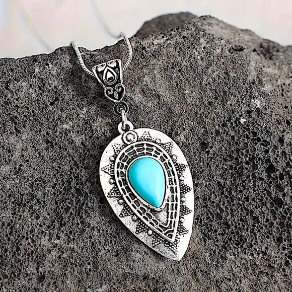 Sterling Silver Turquoise Pendant Necklace - Picture 1 of 5